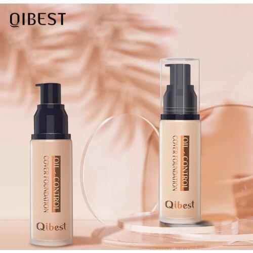 QIBEST Liquid Foundation Whitening Base Makeup Lasting Oil Control Face Concealer Brightening Full Coverage Foundation Cream