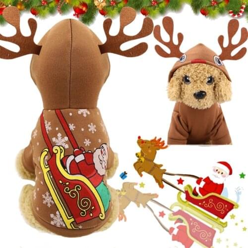Pet Dog Winter Clothes Cute Puppy Christmas Elk Coat Yorkie Chihuahua Clothing Dogs Warm Xmas Sweater