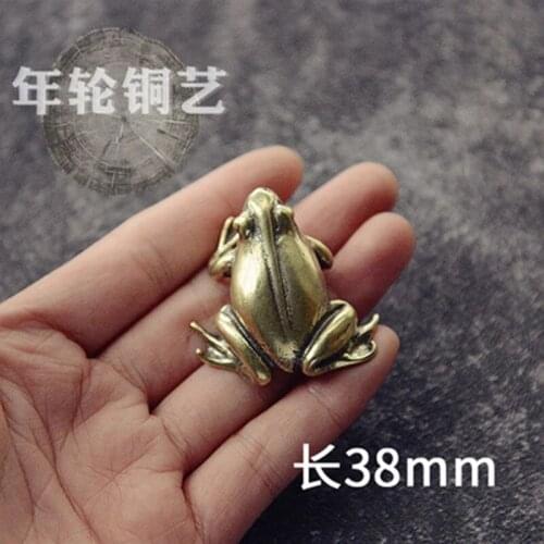 ZOCDOU 1 Piece Pure Copper Brass Handmade Precision Casting Frog Small Statue Little Figurine Crafts Figure Ornament Miniatures
