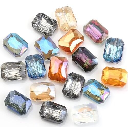 10pcs Long Square Glass Faceted Bead Red 13x18mm Natural Stone Beaded Cheap Beading DIY Making Charms Necklace Crystals Jewelry