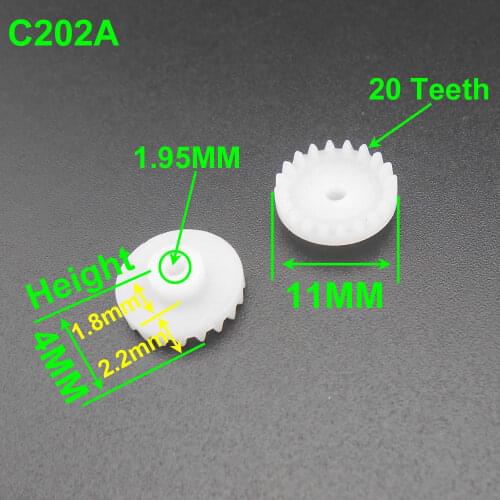 100PCS/Lot X 0.5M 20T Plastic Crown Gear 0.5 Modulus 20 Teeth Aperture 2mm 1.95mm Tight Distribution 4MM X 11MM Gears DIY *FD501