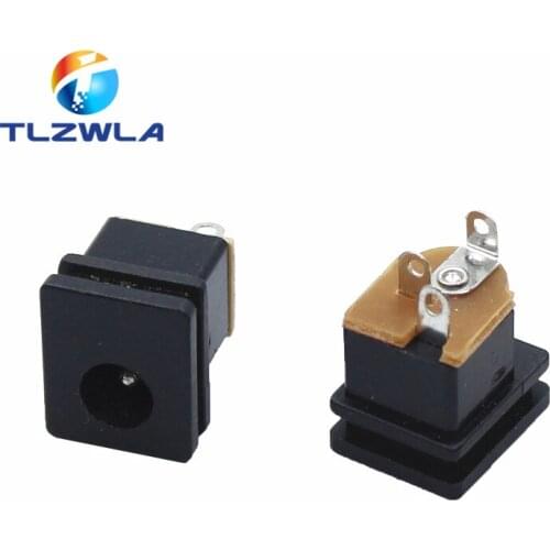 100Pcs DC Power Socket DC-015 Jack 5.5-2.1 MM Square Panel Mounting 5.5X2.1mm 5.5*2.1 mm DC Socket Connector DC015