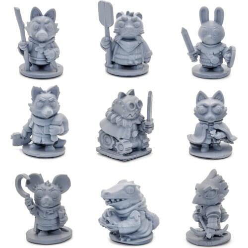 3d print Root TRPG board game token characters lizard Cat alliance Eagle Ranger Chamber of Commerce rabbit fox rat miniatures