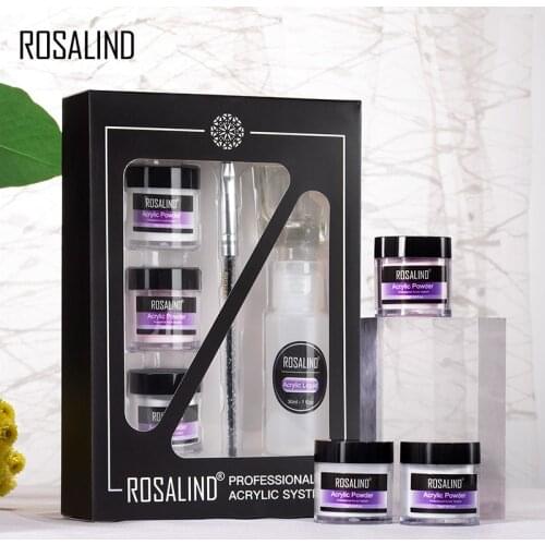 ROSALIND Dipping Acrylic Powder Crystal Nail Powder Kit For Nail Extension Builder Carving Nail Art Manicure Tool Set