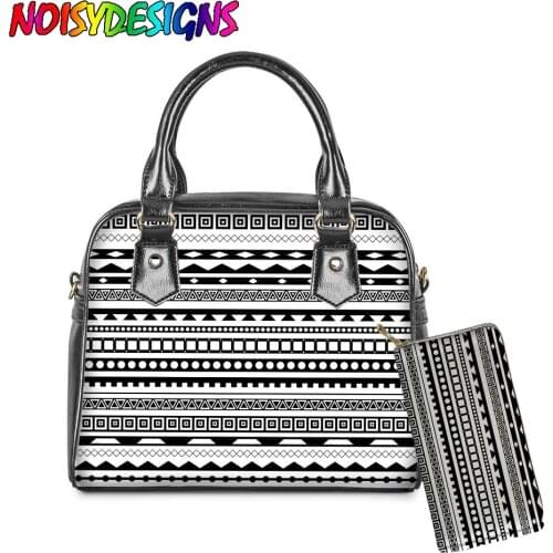 NOISYDESIGNS Cross Body Bags for Women African Traditional Tribal Print Handbag & Wallet Ladies 2Pcs Set Leather Tote Bag Travel
