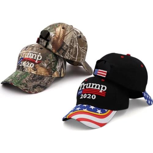 Baseball Cap Trump 2020 Letter Print US Presidential Election American Flag Embroidery Camouflage Outdoor Sun Protection Hat