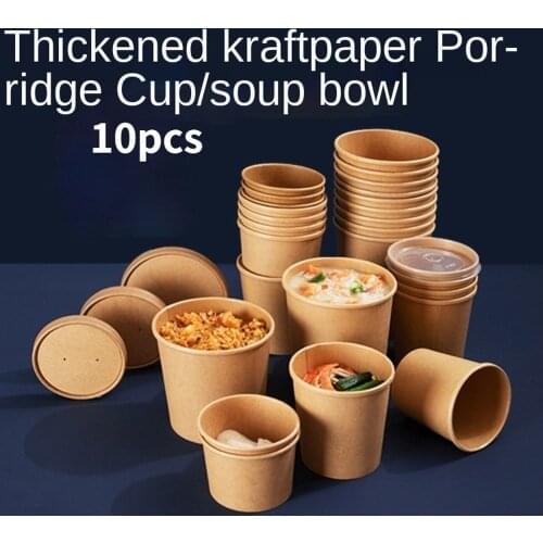 Household restaurant disposable packaging bucket kraft paper with paper lid soup bucket porridge cup paper bowl soup cup
