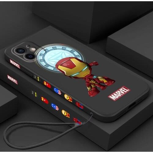 Apple 11 mobile phone case liquid silicone iphone12 mobile phone case anti falling moisture shell pattern side Marvel iron man