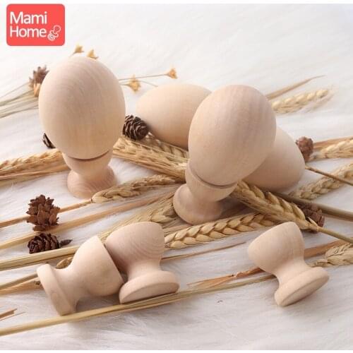 Wooden Eggs DIY Unfinished Wood 6set Tall Wooden Easter Egg&Egg Cup Handmade Crafts Natural Kids Inspired Toys UnPainted Toys