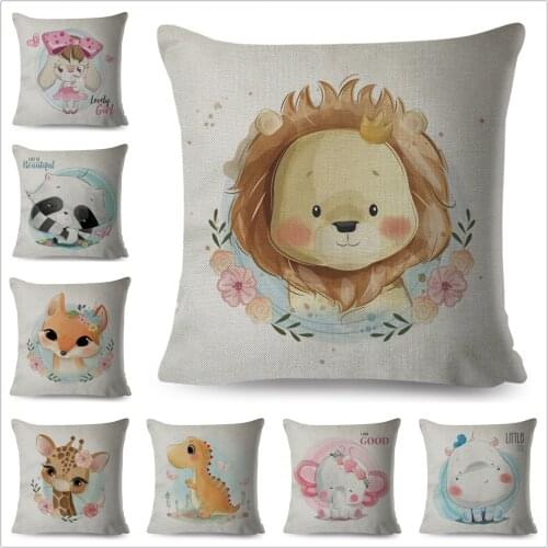 Nordic Cushion Cover for Kids Room Sofa Home Decor Cute Cartoon Dinosaur Unicorn Rabbit Pillow Case Decor Animal Pillows Covers