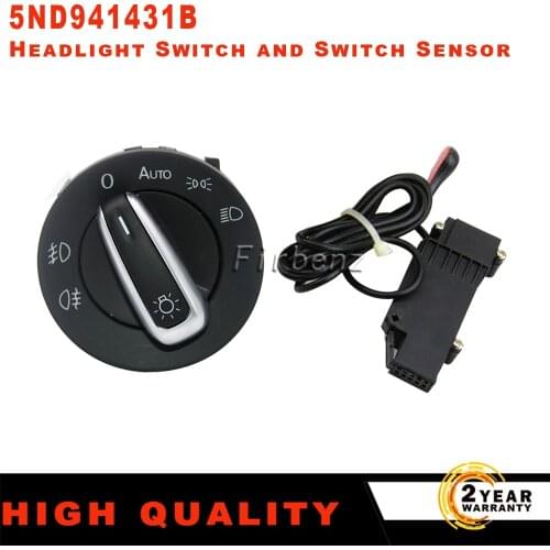 For VW Golf Jetta MK5 MK6 GTI Passat B6 B7 CC Touran Caddy Tiguan Chrome Headlight Switch 5ND941431B add Auto function