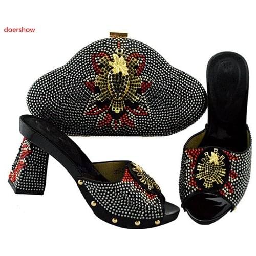 Doershow 2019 Latest design italian shoes and bags set to match high quality fashion style women shoes!! HWD1-14