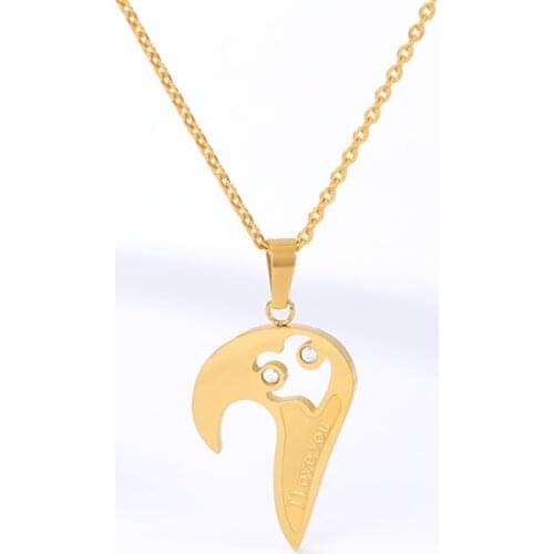 ETCAVCE 2 Pieces/Set Combined Heart Necklaces For Women Two Engraving Love You Choker Chain Couple Jewelry Valentine Day Gifts