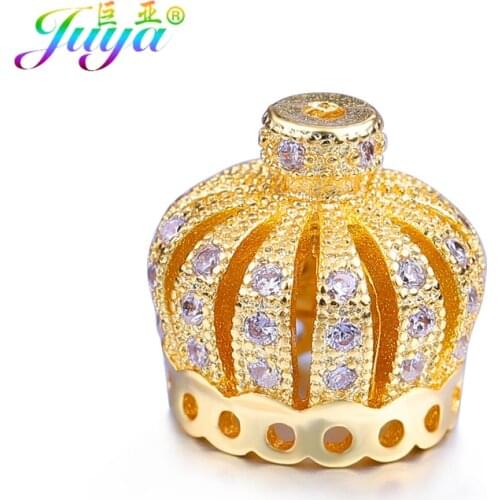 Juya Wholesale DIY Tassels Jewelry Supplies 13mm Connector Crown Bead Caps Accessories For Women Handmade Tassels Jewelry Making