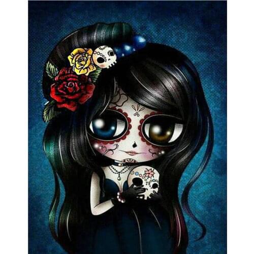 Full Square Round Drill 5D DIY Diamond Painting skull girl Diamond Embroidery Cartoon Picture Of Rhinestone mosaic Home Decor