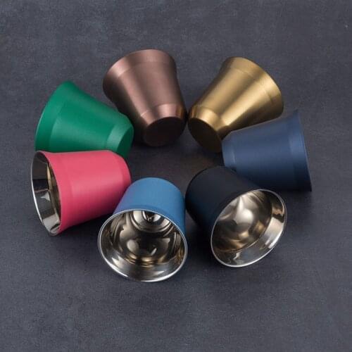 Stainless Steel Double Wall Nespresso Coffee Cup Heat Insulation Cute Espresso Coffee Mug Lungo Pixie Cups Capsule Coffee Mugs