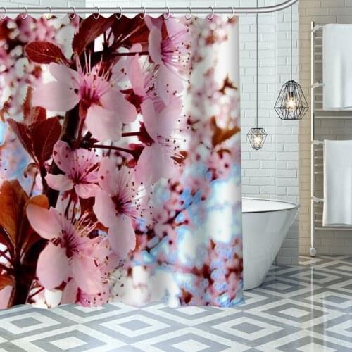 Beautiful Flower Shower Curtains Waterproof Fabric Bathroom Decoration Supply Washable Bath And Shower Curtain Custom