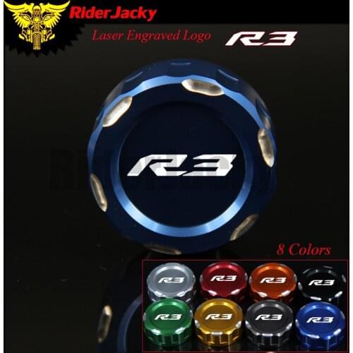 RiderJacky CNC Machined Motorcycle Rear Brake Fluid Reservoir Cover Cap For Yamaha R3 2015-2017 2016