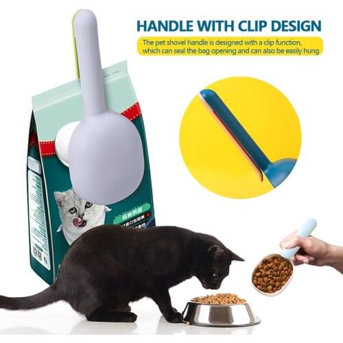 Pet Cat Dog Food Shovel Mutli-Function Feeding Scoop Spoon with Sealing Bag Clip Creative Portable Measuring Cup Pet Supply Hot