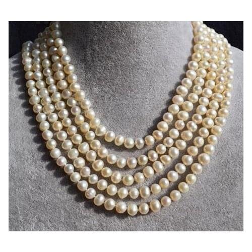 Favorite Pearl Necklace 254cm Long AA 6-7MM White Freshwater Handmade Wedding Birthday Party Fine Jewelry Classic Women Gift