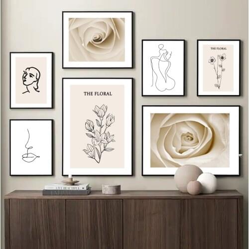 Matisse Abstract Woman Line Flowers Rose Nordic Poster Wall Art Print Canvas Painting Wall Pictures For Living Room Decoration