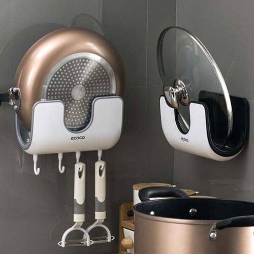 Wall Mounted Kitchen Organizer Lid Rack ABS Punch-Free Dishes Cutting Board Holder Accessories Convenience