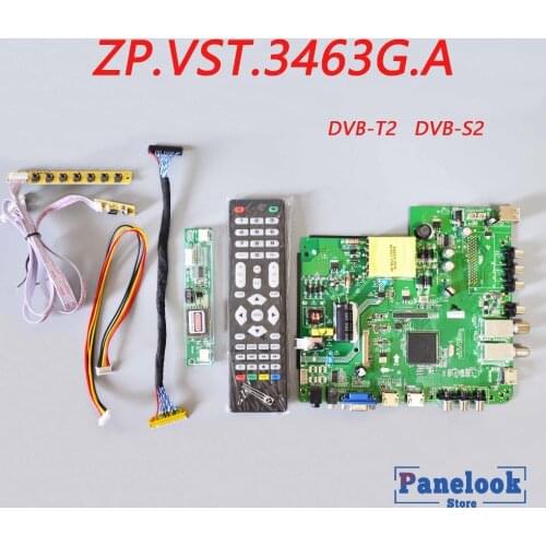 New ZP.VST.3463G.A Universal Digital Driver Board Supports DVB-T2 / DVB-S2 / DVB-C+7 Key Switch+2 Lamp Inverter+LVDS+Dupont