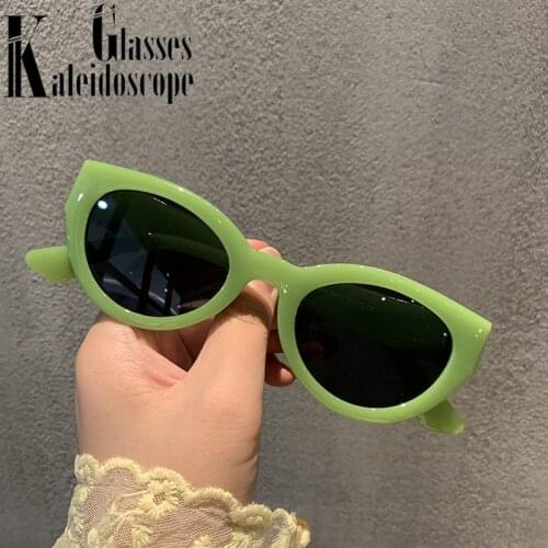 Vintage Small Sunglasses Women Men Green Glasses Colored Luxury Brand Ladies Sun Glasses Clear Candy Color Lens Eyeglasses
