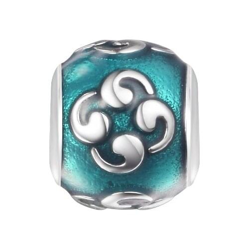 Fits Pandora Bracelets Purple Enamel Zen Swirls Charm Beads for DIY Making 925 Sterling Silver Jewelry Women Gift Kralen
