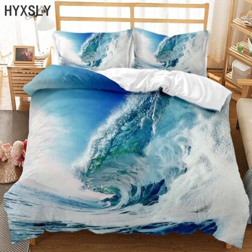 Digital Print Landscape Duvet Cover Blue Seaside Wave Bedding Set Pillowcase Kids Adult Bed Linen Queen Size No Sheet Bedclothes