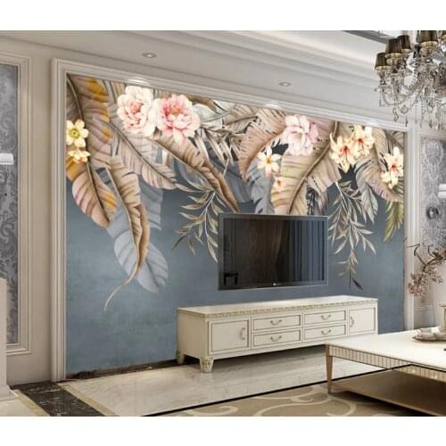 Custom living room bedroom background decoration 3d wallpaper Beautiful plants and flowers TV background wall 3d wallpaper