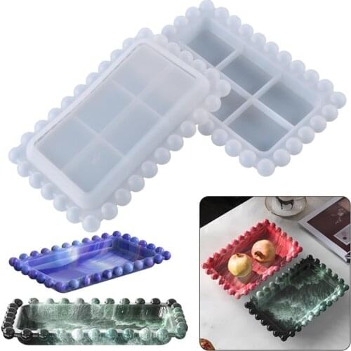 Rectangular Beaded Fruit Storage Box Epoxy Resin Mold Tray Plate Dish Casting Silicone Mould DIY Crafts Ornaments Mold