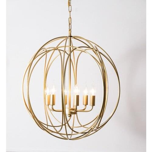 American light luxury living room lamp simple nordic creative round dining room bedroom lamp modern study wrought iron entrance