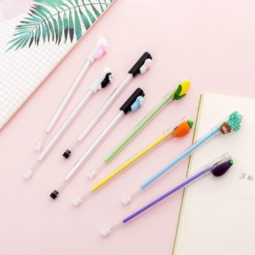 40 PCs cute cartoon vegetable cat Claw cartoon neutral pen student office Black Signature Pen stationery
