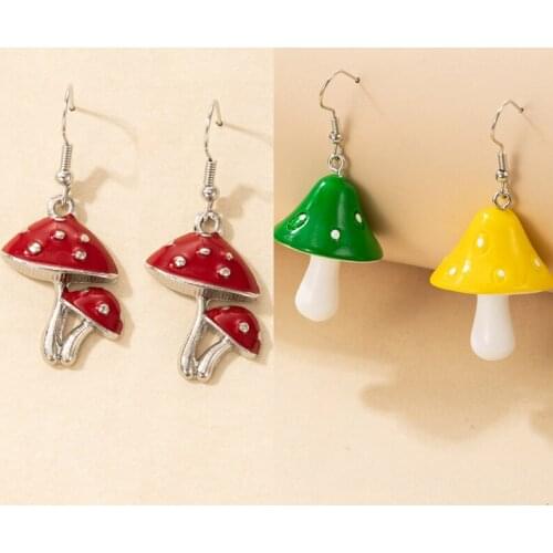 Tocona Colorful Mushroom Statement Earrings for Women Girls New Trendy Geometric Drop Dangle Earrings Jewelry Pendientes 18692