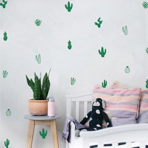 Nordic Cactus Wall Decals Woodland Tribal Cactus Wall Stickers for Kids Room Baby Nursery Decor Art Background Decoration