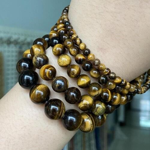 Natural Stone Yellow Tiger Eye Round Loose Spacer Beads For Jewelry Making Diy Bracelet Charm Necklace 4 6 8 10 12mm 15”Strands