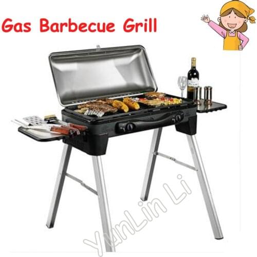 Outdoor Gas Grill Stainless Steel Portable Barbecue Tools BBQ Grill Courtyard Liquefied Gas Multi-function Grill Box CF-E116018