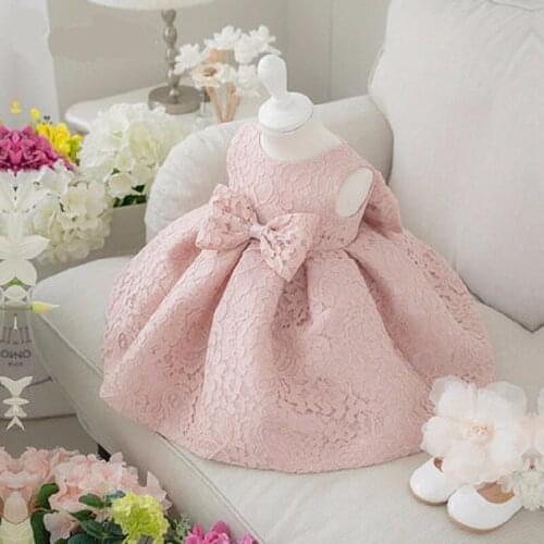 High Quality Baby Girl Dress Pink Glitz Organza Baptism Dress for Girl 1 Year Birthday Dress Baby Chirstening Dress for Infant