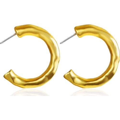 Modyle 2020 New Minimalist Gold Metal Large Circle Geometric Round Big Hoop Earrings for Women Girl Wedding Party Jewelry