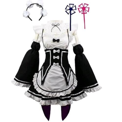 From Scratch Life In A Different World Ram Rem Rem Cosplay Womens Halloween Maid Costume Halloween Costume