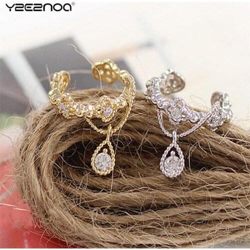 1pc Women Earring No Piercing Vintage Jewelry Rhinestone Water Drop Ear Cuff Clip Earrings For Women Punk Ear Cuff Wrap Earring