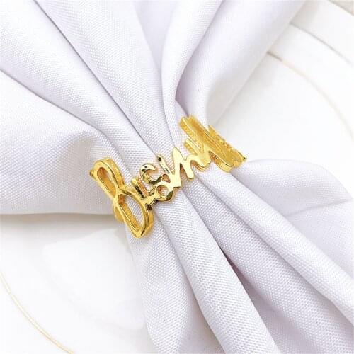 12 / PCS fast selling popular metal letter Bismillah napkin ring hotel tableware napkin buckle free of freight