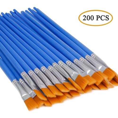 200 Pcs Flat Paint Brushes Small Brush Bulk for Detail Painting Craft Watercolor