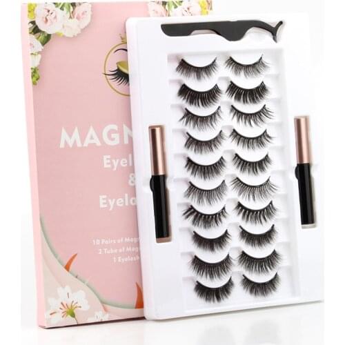 3/5/10 Pairs Magnetic Eyelashes Natural 3D Mink False Eye Lashes Extensions Makeup Soft Magnetic Lashes Eyeliner Tweezers Sets