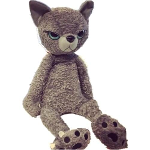 60cm cartoon Anime White Gray Black accurate cat Plush toys Cute not well cat doll toys hat caps gifts Anime Soft toys Beanies