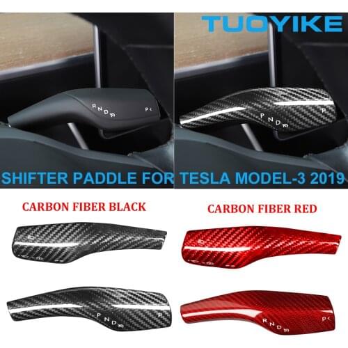 Car Styling Real Carbon Fiber Central Steering Wheel Shifter Paddle Auxiliary Extenesion For TESLA MODEL-3 2019 Black Red Color