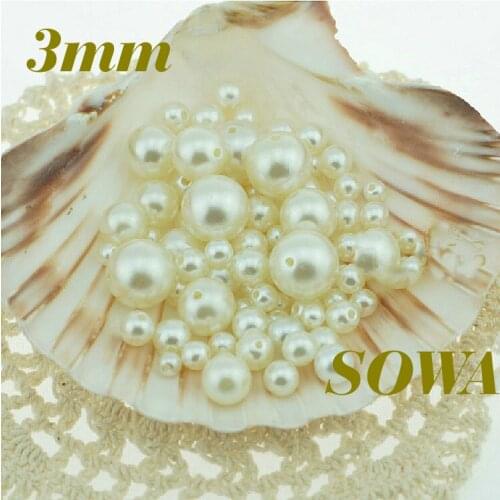 Free Shipping Wholesale 5000pcs/lot 3mm ABS White/ Ivory Color Double Hole Pearl Imitation Round Beads for DIY Popular Jewelry