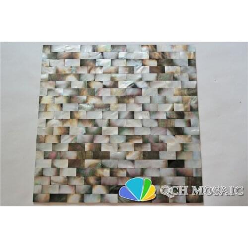 Black mother of pearl mosaic tile for kitchen backsplash and bathroom 6 square feet/lot brick pattern seamless wall tile qch46