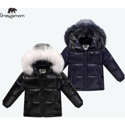 Black Winter Jacket Parka For Boys Winter Coat 90% Down Girls Jackets Childrens Clothing Snow Wear Kids Outerwear Boy Clothes